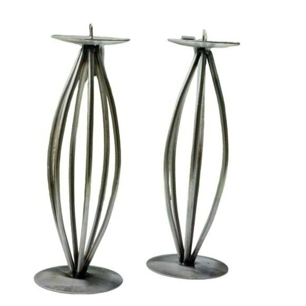 Set Of Two Dark Metal‎ Candle Holder